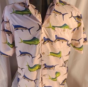 Uzzi Men's Lg Hawaiian Shirt Casual Button Down.